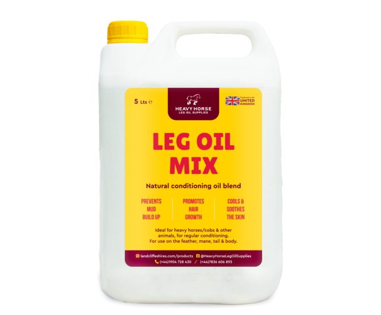 Pig oil and sulphur mix for horse feathers